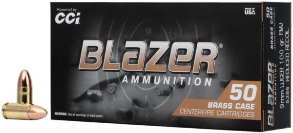 9mm 100gr FMJ Blazer Brass Ammo Reduced Recoil